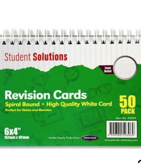 Revision Cards  pack of 50 6" X 4"  Spiral White